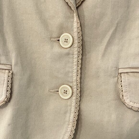 Juicy Couture Vintage Blazer Small Y2K Beige Lace Trim Heart Coquette USA Made - Picture 8 of 13